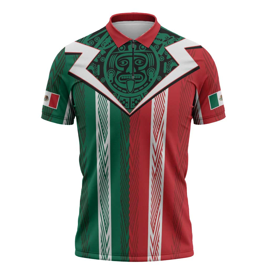 Custom World Soccer Mexico 2026 Zipper Polo Shirt El Tri Colors Heritage - Wonder Print Shop