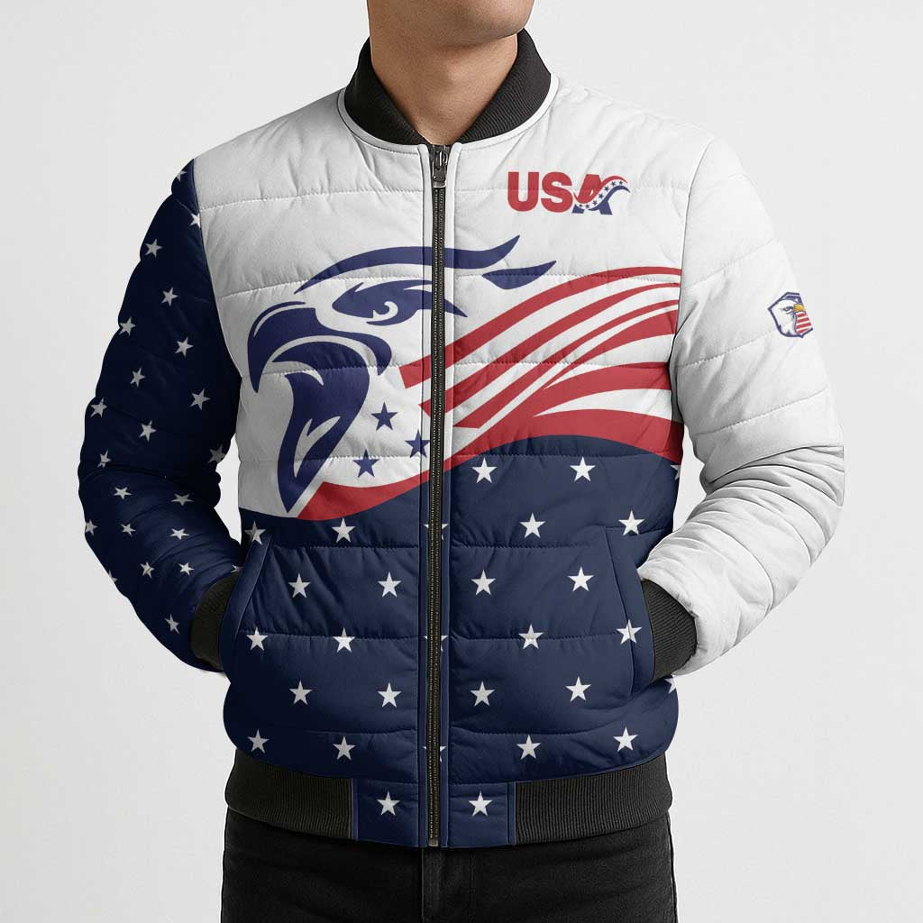 United States Soccer Bomber Puffer Jacket Stars and Stripes Special Edition Heritage - Wonder Print Shop