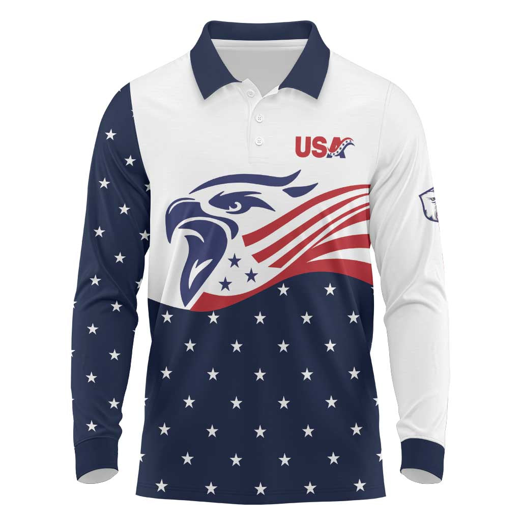 United States Soccer Long Sleeve Polo Shirt Stars and Stripes Special Edition Heritage - Wonder Print Shop