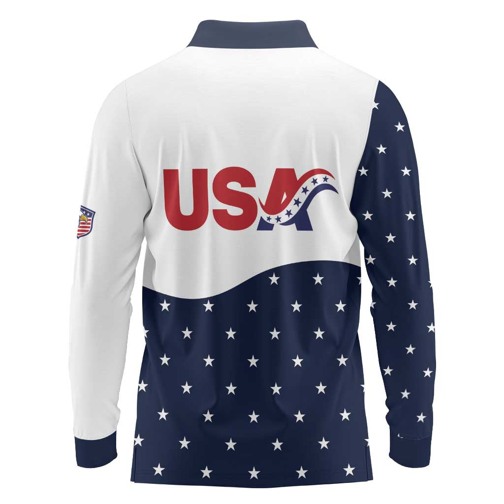 United States Soccer Long Sleeve Polo Shirt Stars and Stripes Special Edition Heritage - Wonder Print Shop