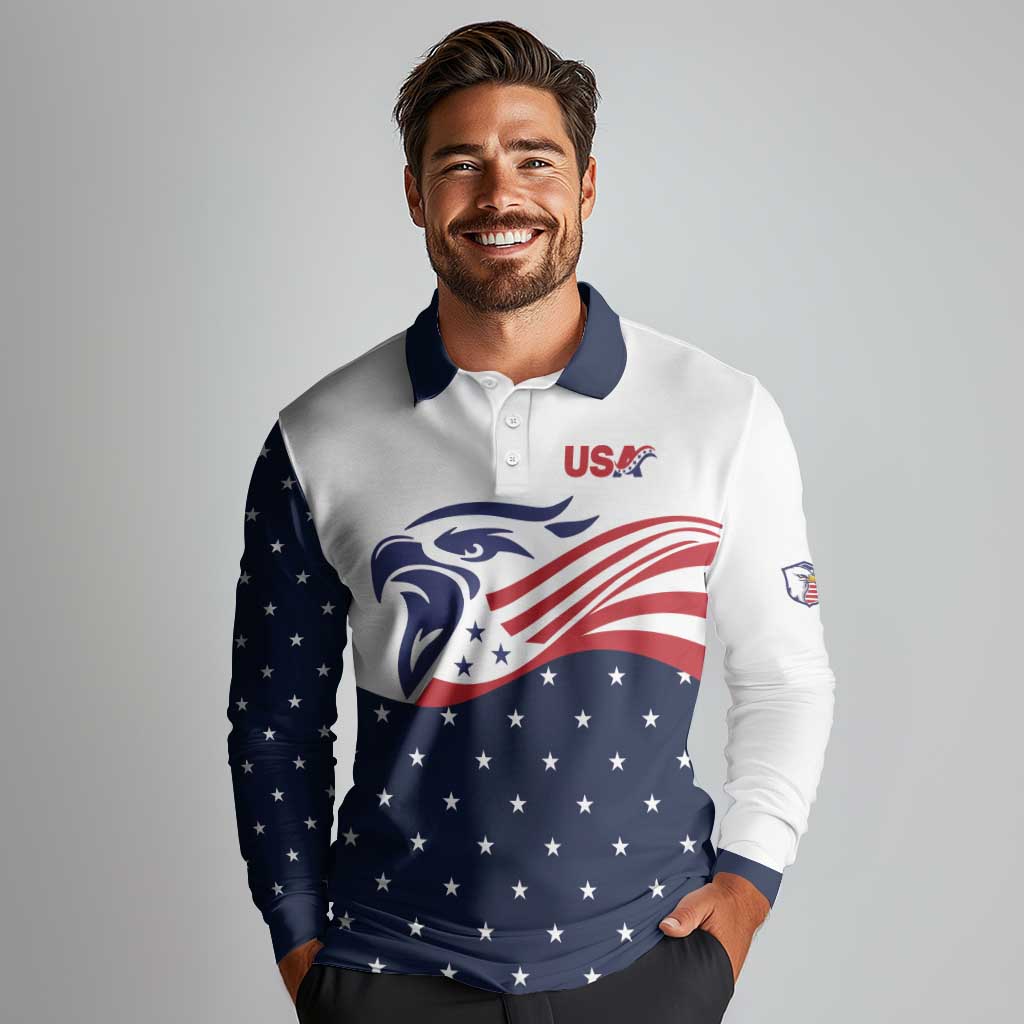 United States Soccer Long Sleeve Polo Shirt Stars and Stripes Special Edition Heritage - Wonder Print Shop