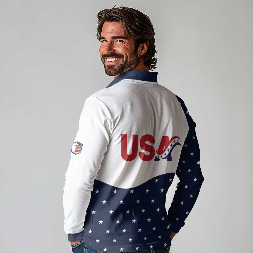 United States Soccer Long Sleeve Polo Shirt Stars and Stripes Special Edition Heritage - Wonder Print Shop