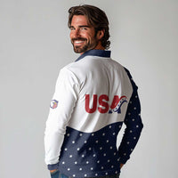 United States Soccer Long Sleeve Polo Shirt Stars and Stripes Special Edition Heritage - Wonder Print Shop