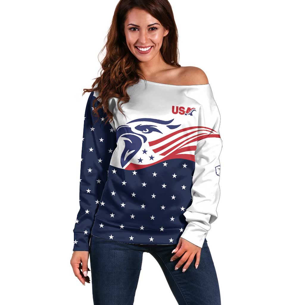 United States Soccer Off Shoulder Sweater Stars and Stripes Special Edition Heritage - Wonder Print Shop