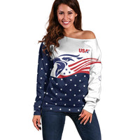 United States Soccer Off Shoulder Sweater Stars and Stripes Special Edition Heritage - Wonder Print Shop