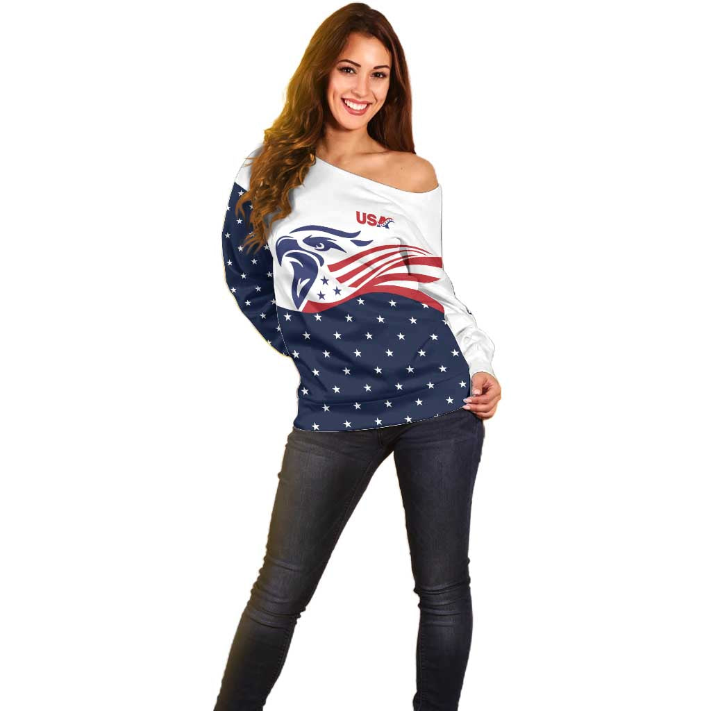 United States Soccer Off Shoulder Sweater Stars and Stripes Special Edition Heritage - Wonder Print Shop