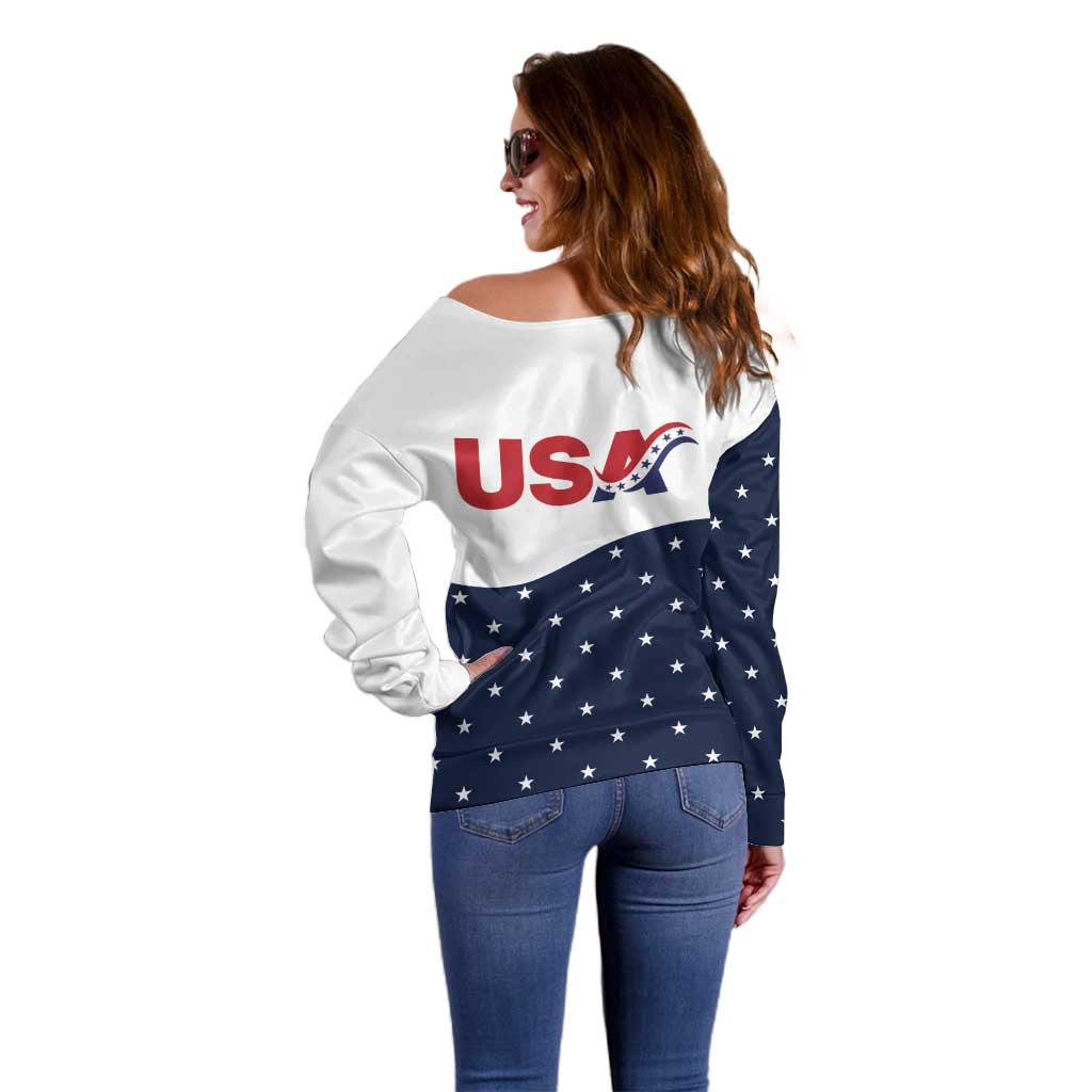 United States Soccer Off Shoulder Sweater Stars and Stripes Special Edition Heritage - Wonder Print Shop