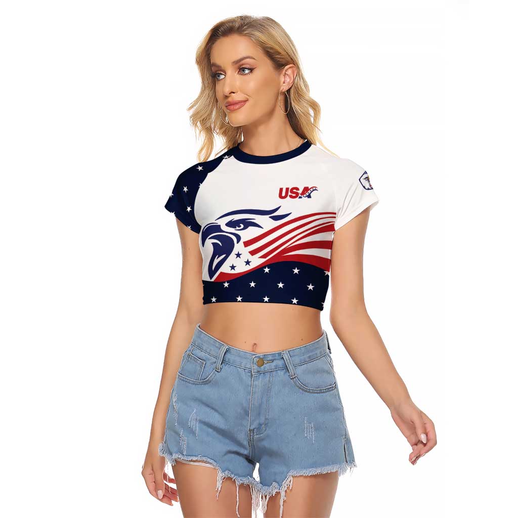United States Soccer Raglan Cropped T Shirt Stars and Stripes Special Edition Heritage - Wonder Print Shop