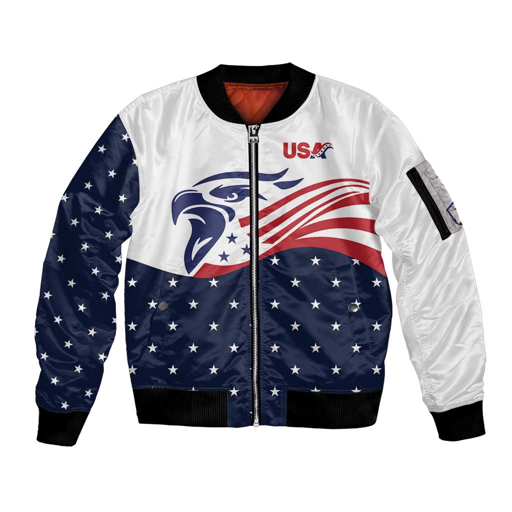 United States Soccer Sleeve Zip Bomber Jacket Stars and Stripes Special Edition Heritage - Wonder Print Shop