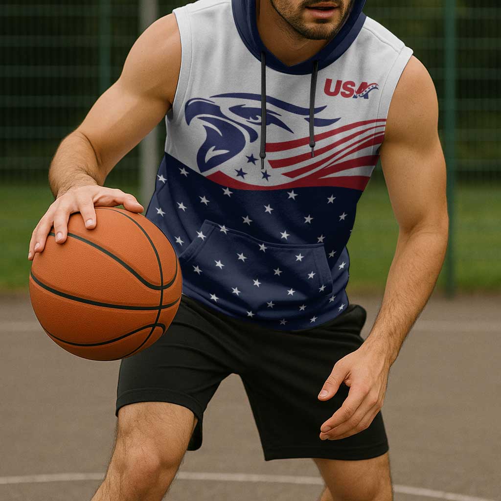 United States Soccer Sleeveless Hoodie Stars and Stripes Special Edition Heritage - Wonder Print Shop
