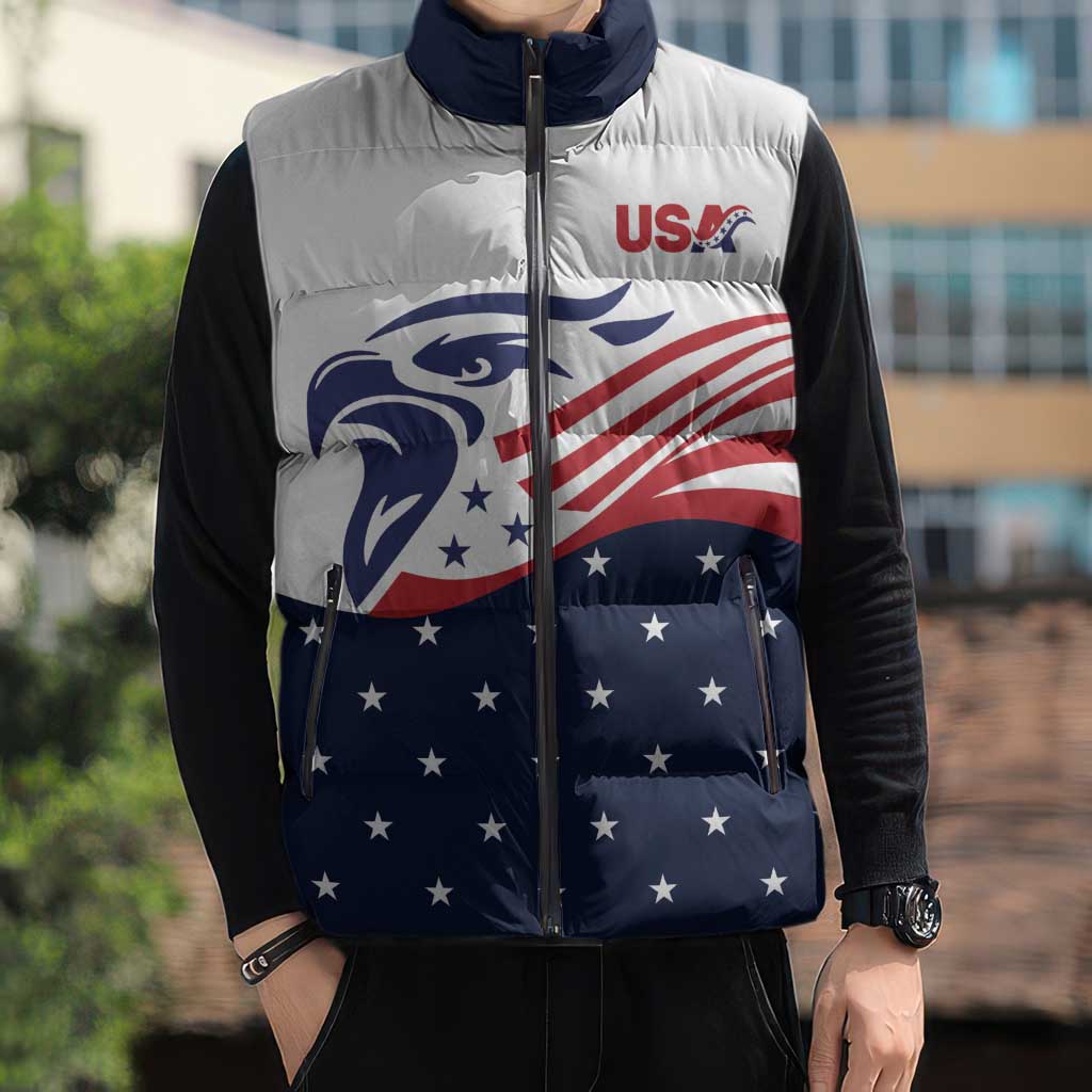United States Soccer Sleeveless Puffer Jacket Stars and Stripes Special Edition Heritage - Wonder Print Shop