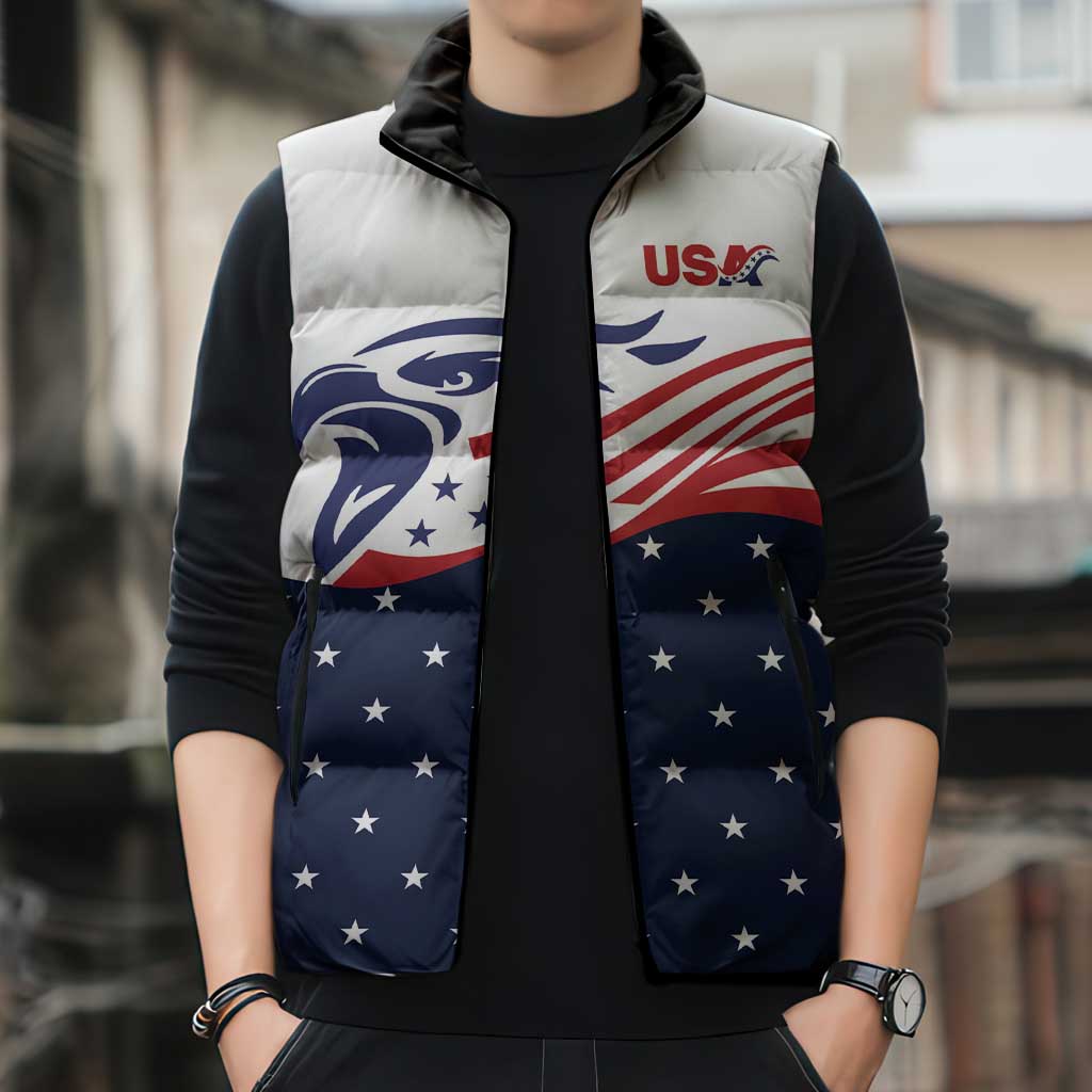 United States Soccer Sleeveless Puffer Jacket Stars and Stripes Special Edition Heritage - Wonder Print Shop