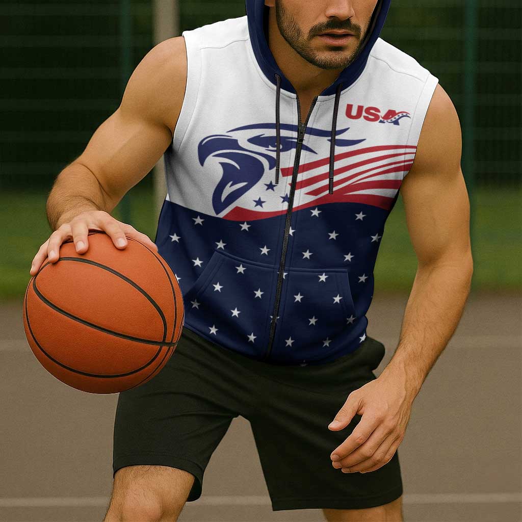 United States Soccer Sleeveless Zip Hoodie Stars and Stripes Special Edition Heritage - Wonder Print Shop