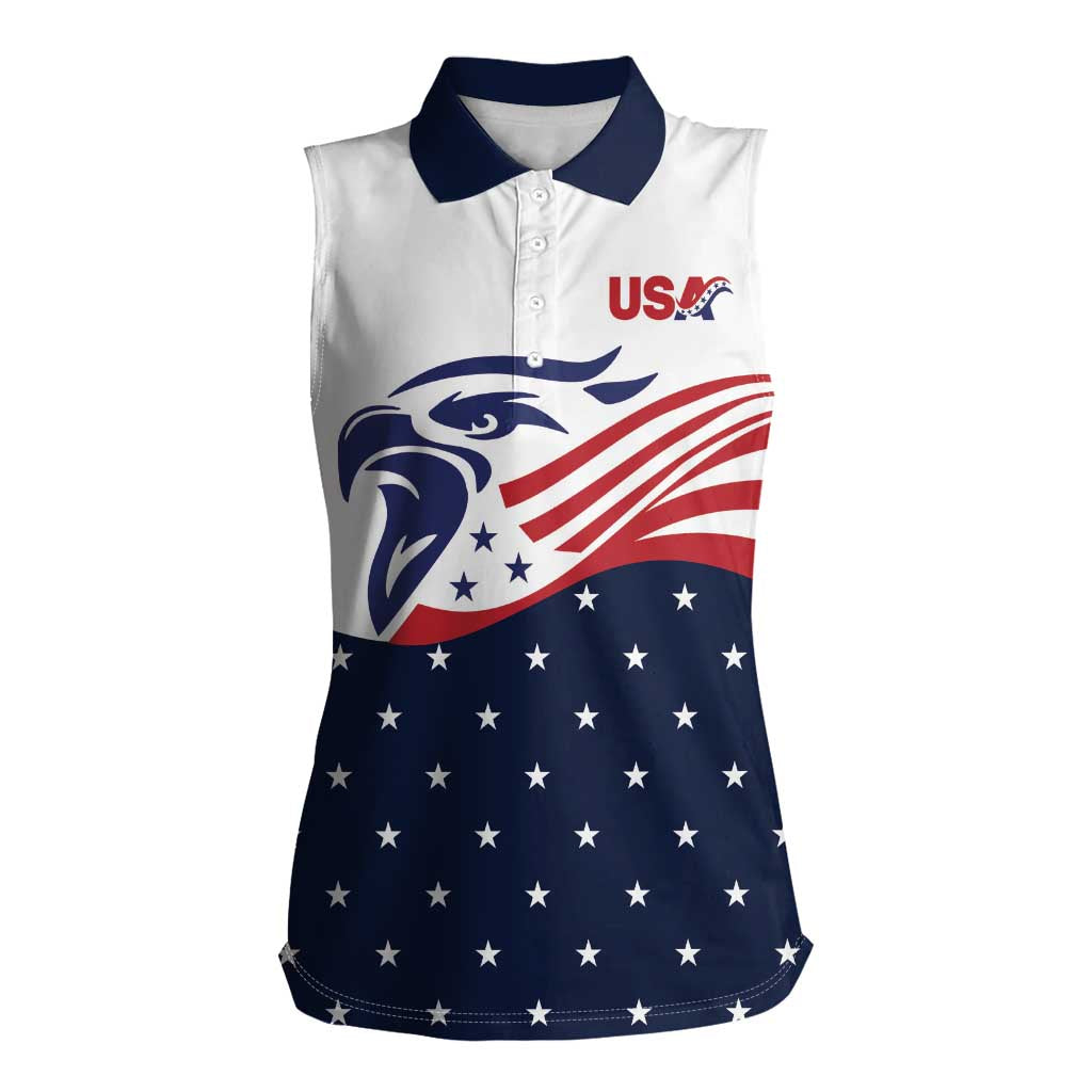 United States Soccer Women Sleeveless Polo Shirt Stars and Stripes Special Edition Heritage - Wonder Print Shop