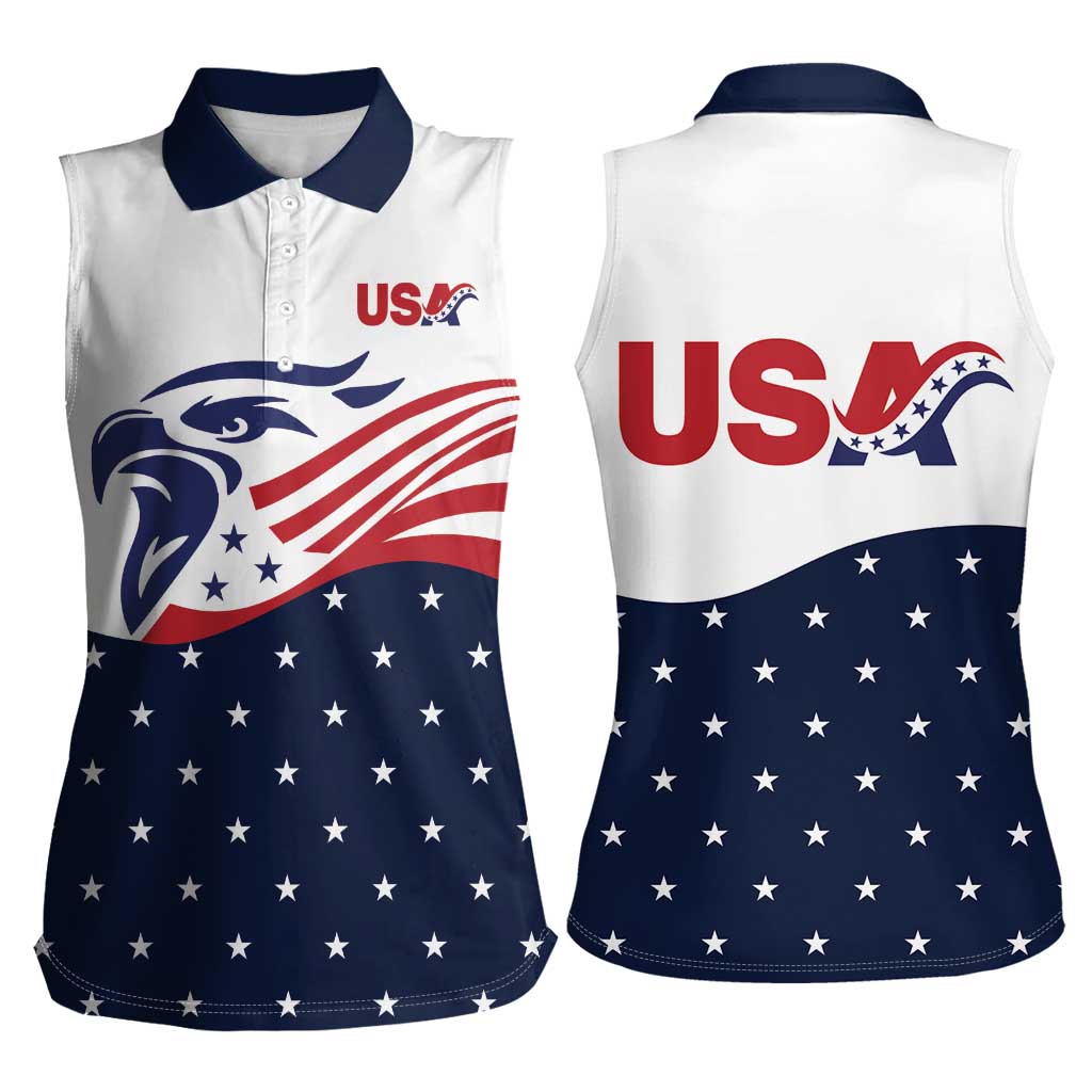 United States Soccer Women Sleeveless Polo Shirt Stars and Stripes Special Edition Heritage - Wonder Print Shop