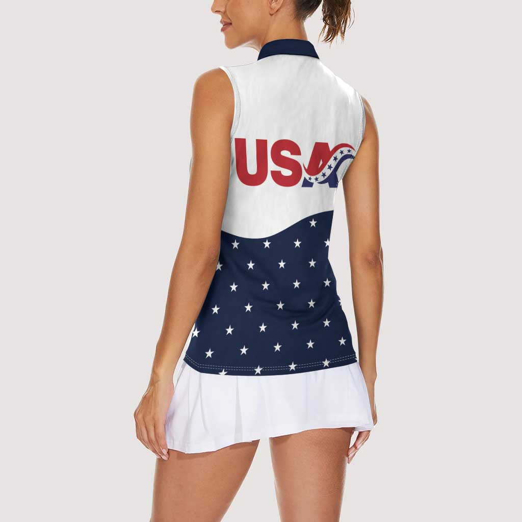 United States Soccer Women Sleeveless Polo Shirt Stars and Stripes Special Edition Heritage - Wonder Print Shop