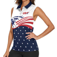 United States Soccer Women Sleeveless Polo Shirt Stars and Stripes Special Edition Heritage - Wonder Print Shop