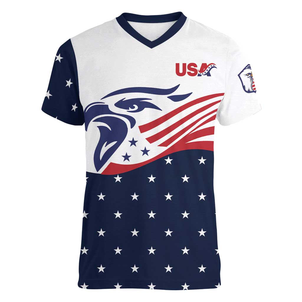 United States Soccer Women V-Neck T-Shirt Stars and Stripes Special Edition Heritage - Wonder Print Shop