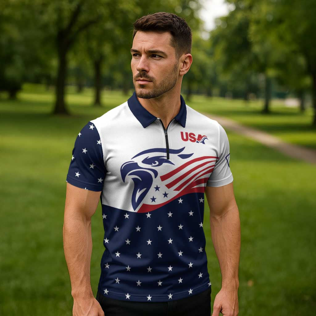 United States Soccer Zipper Polo Shirt Stars and Stripes Special Edition Heritage - Wonder Print Shop