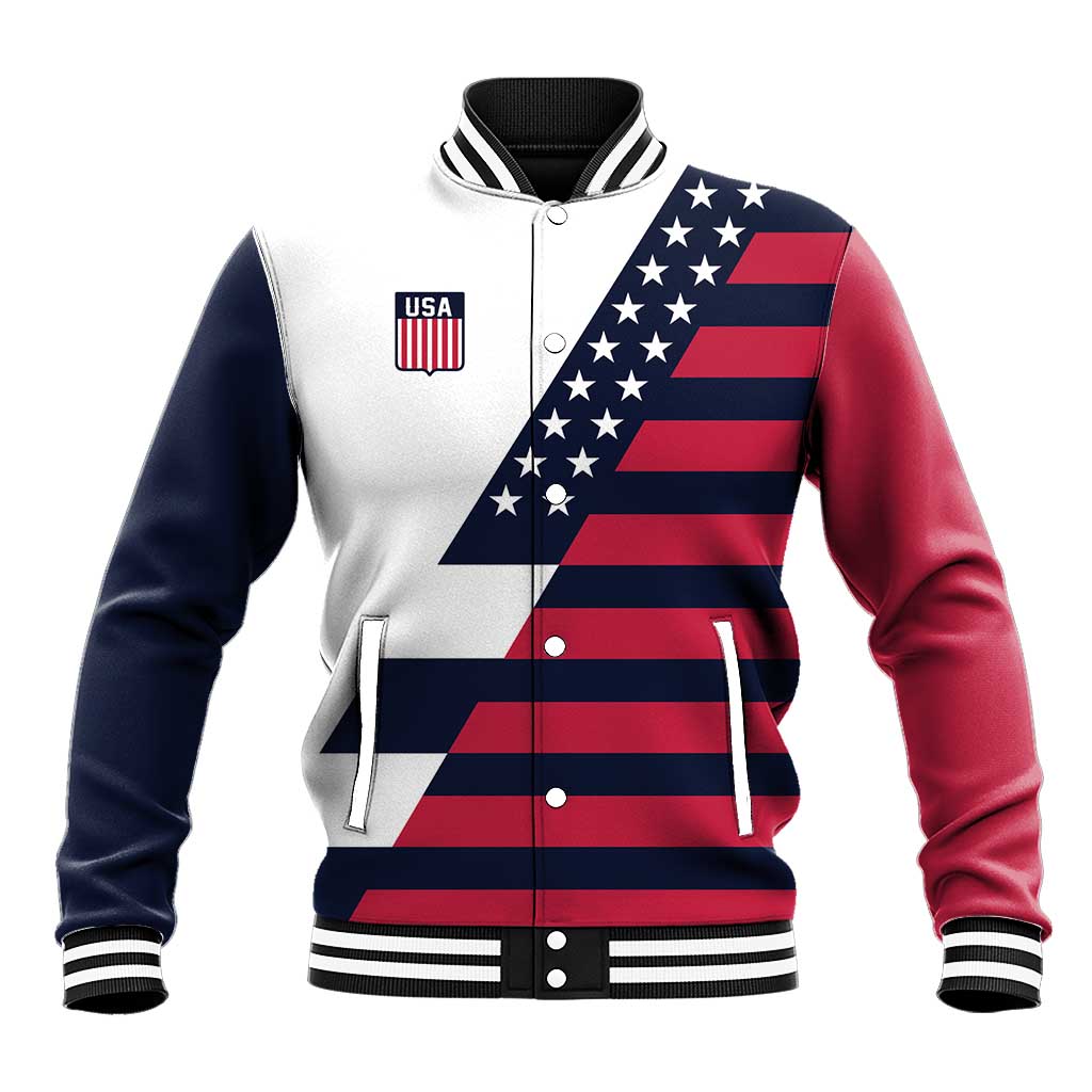 Custom World Soccer United States 2026 Baseball Jacket Simple Stars and Stripes - Wonder Print Shop