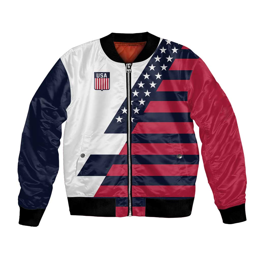 Custom World Soccer United States 2026 Bomber Jacket Simple Stars and Stripes - Wonder Print Shop