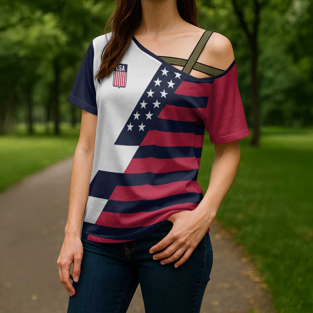 Custom World Soccer United States 2026 Cross Shoulder Shirt Simple Stars and Stripes - Wonder Print Shop