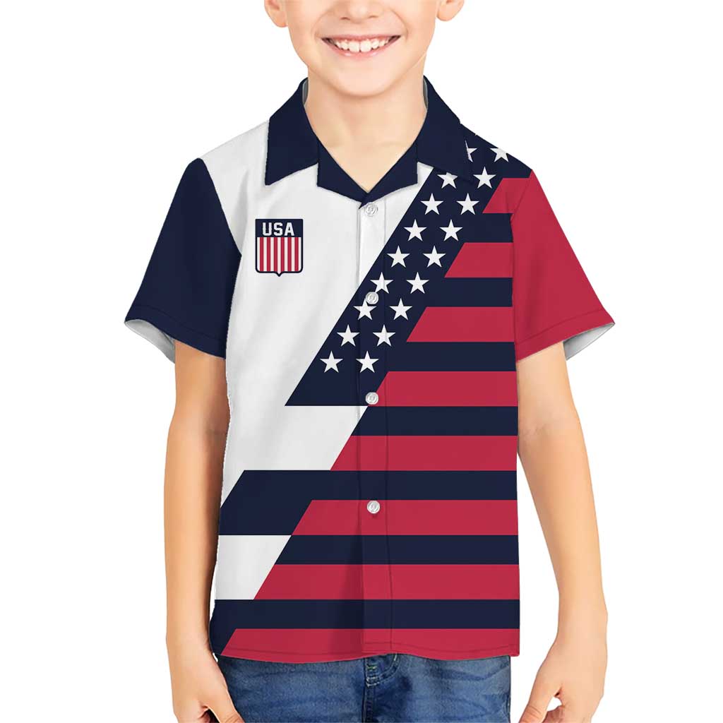 Custom World Soccer United States 2026 Kid Hawaiian Shirt Simple Stars and Stripes - Wonder Print Shop