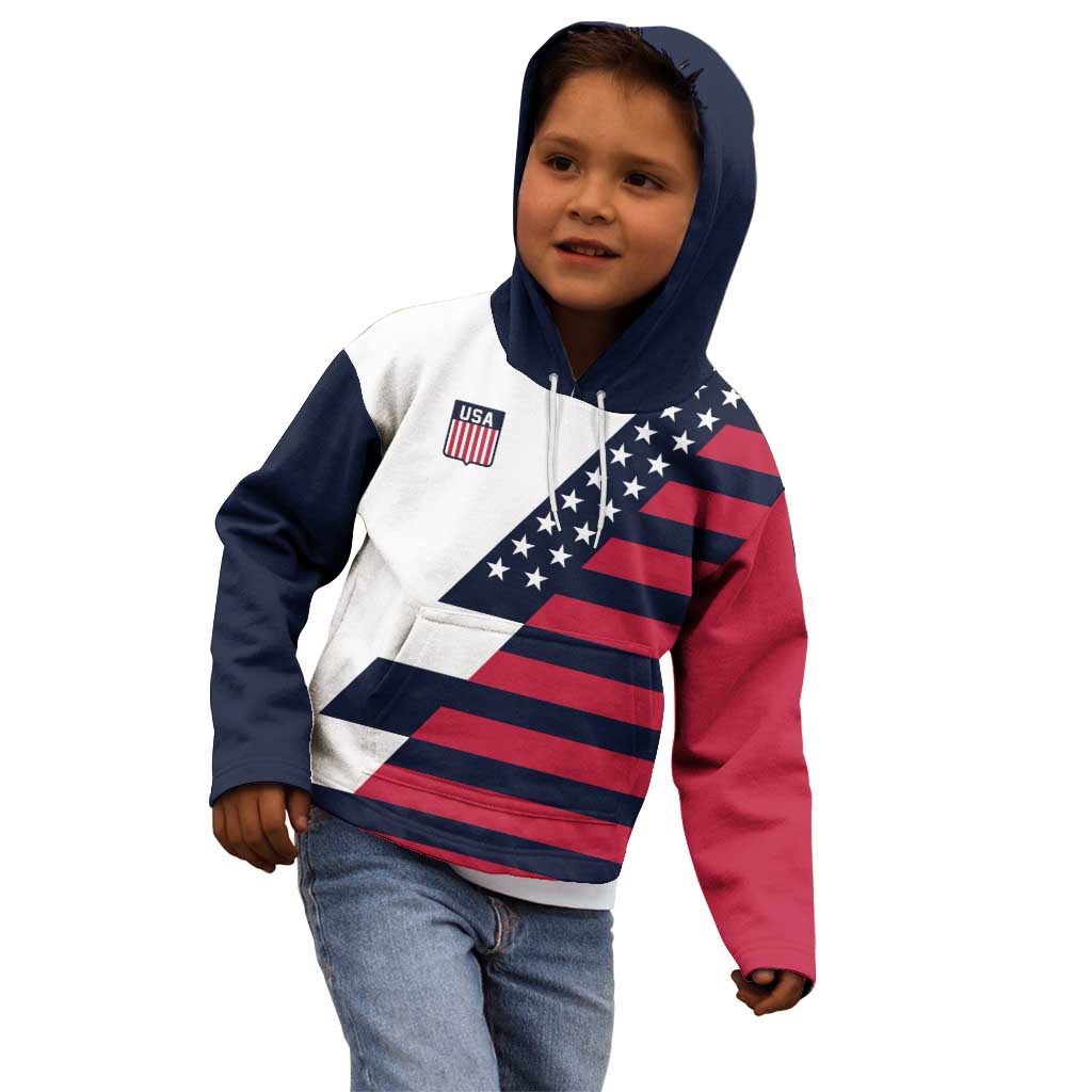 Custom World Soccer United States 2026 Kid Hoodie Simple Stars and Stripes - Wonder Print Shop