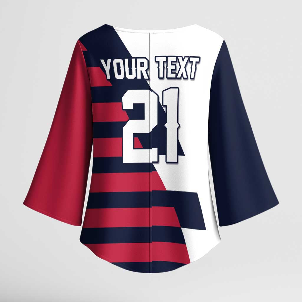 Custom World Soccer United States 2026 Kimono Sleeve Blouse Simple Stars and Stripes - Wonder Print Shop
