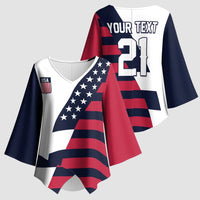 Custom World Soccer United States 2026 Kimono Sleeve Blouse Simple Stars and Stripes - Wonder Print Shop
