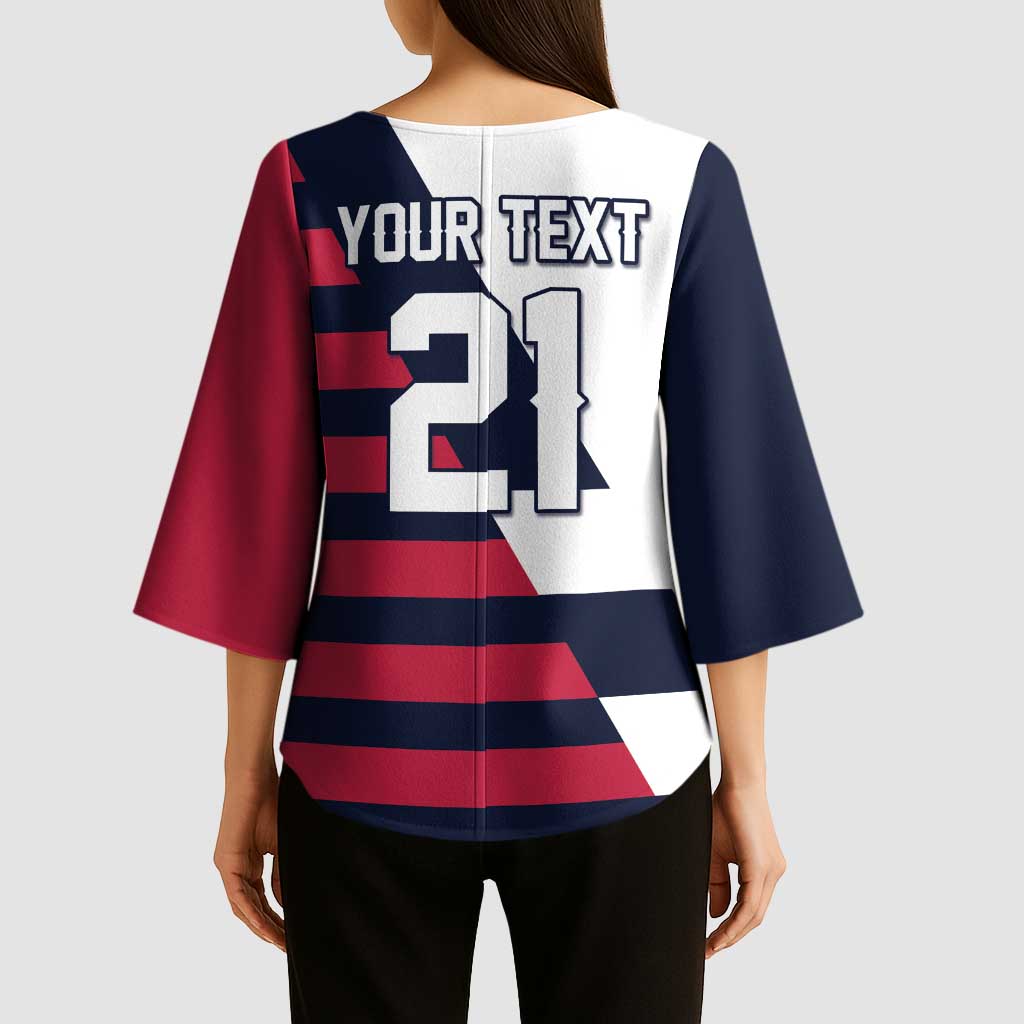 Custom World Soccer United States 2026 Kimono Sleeve Blouse Simple Stars and Stripes - Wonder Print Shop