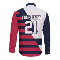 Custom World Soccer United States 2026 Long Sleeve Button Shirt Simple Stars and Stripes - Wonder Print Shop