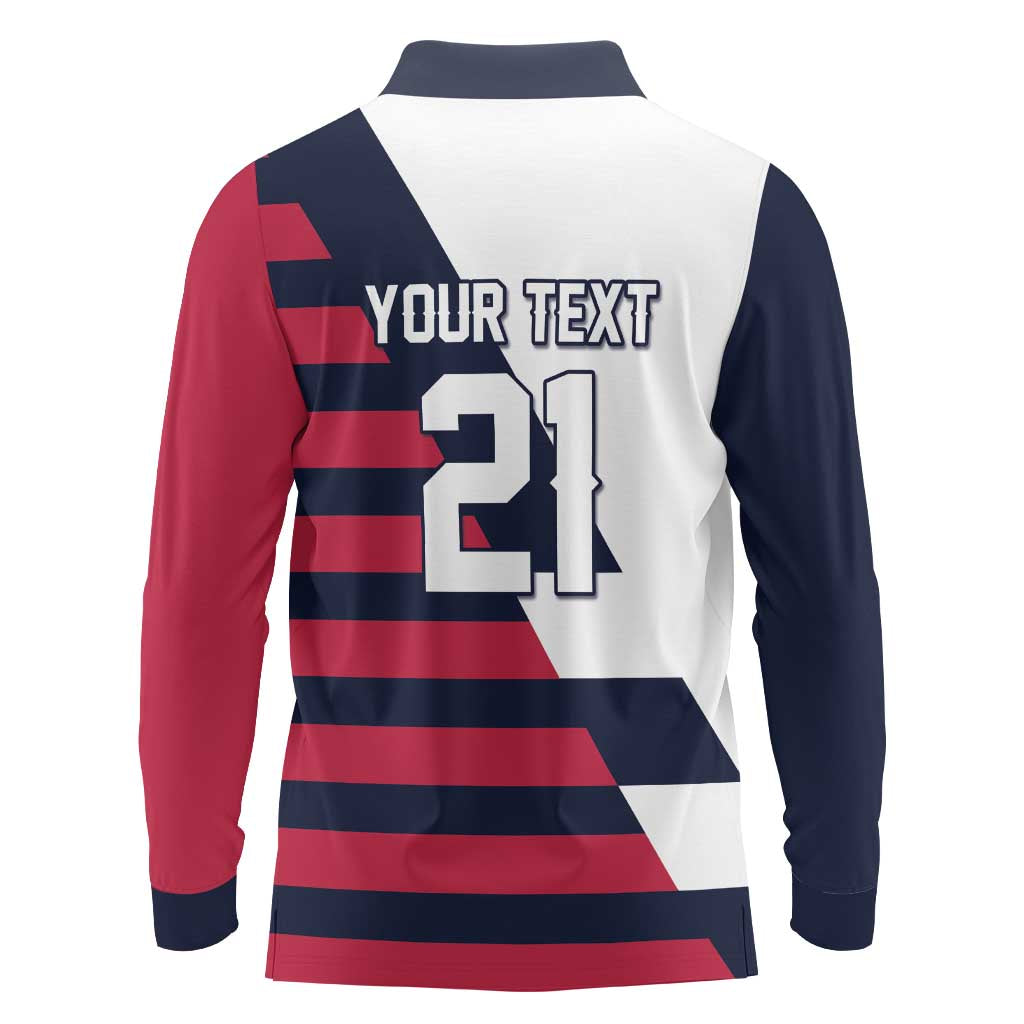 Custom World Soccer United States 2026 Long Sleeve Polo Shirt Simple Stars and Stripes - Wonder Print Shop