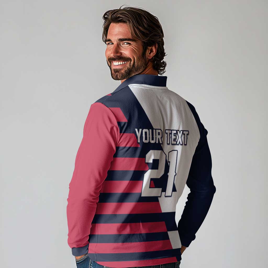 Custom World Soccer United States 2026 Long Sleeve Polo Shirt Simple Stars and Stripes - Wonder Print Shop