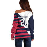 Custom World Soccer United States 2026 Off Shoulder Sweater Simple Stars and Stripes - Wonder Print Shop