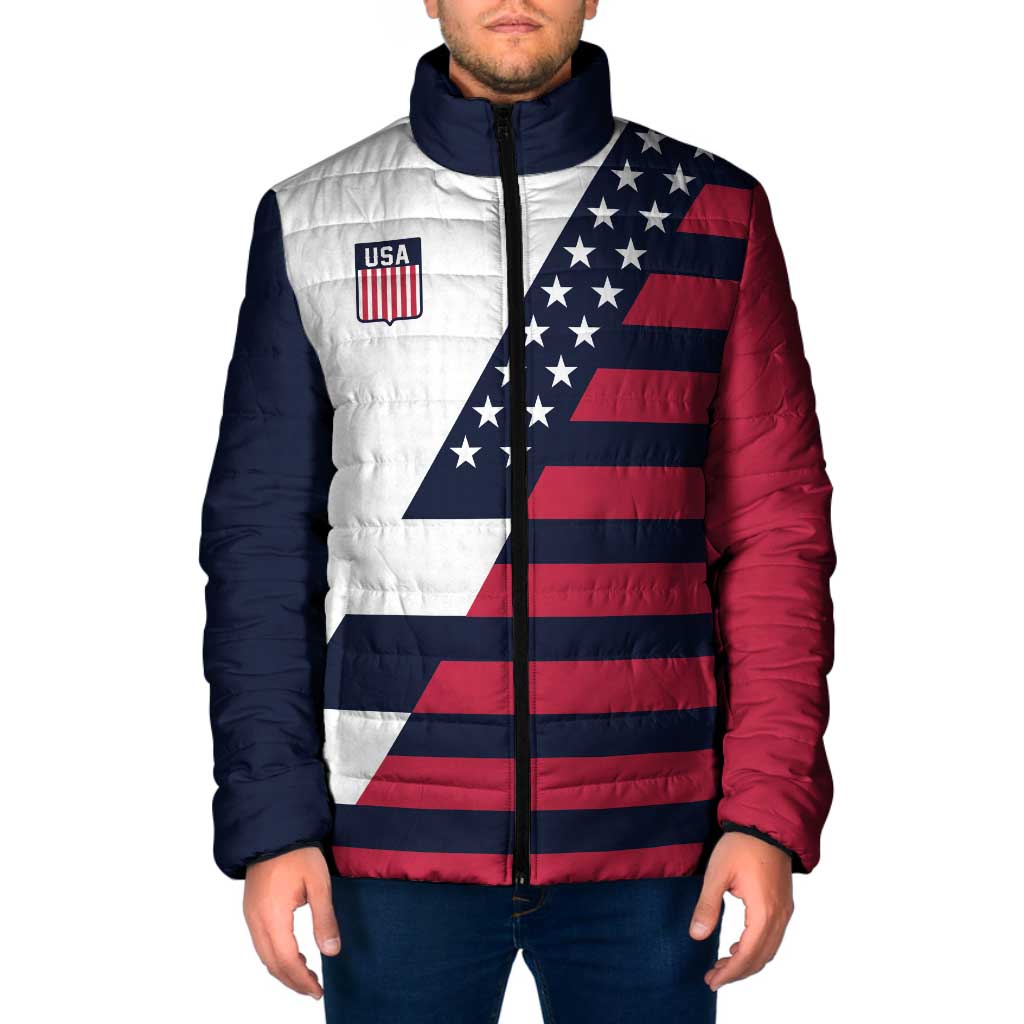 Custom World Soccer United States 2026 Padded Jacket Simple Stars and Stripes - Wonder Print Shop