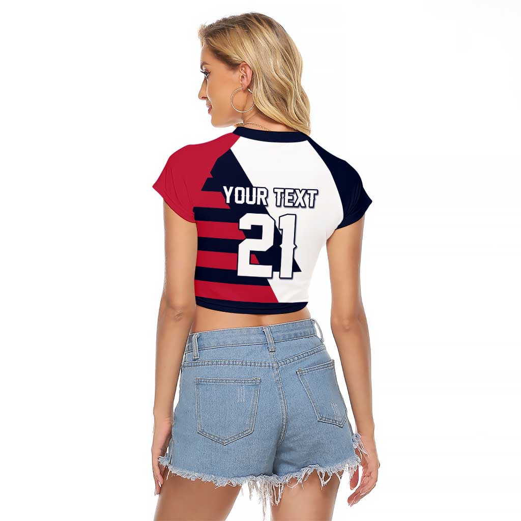 Custom World Soccer United States 2026 Raglan Cropped T Shirt Simple Stars and Stripes - Wonder Print Shop