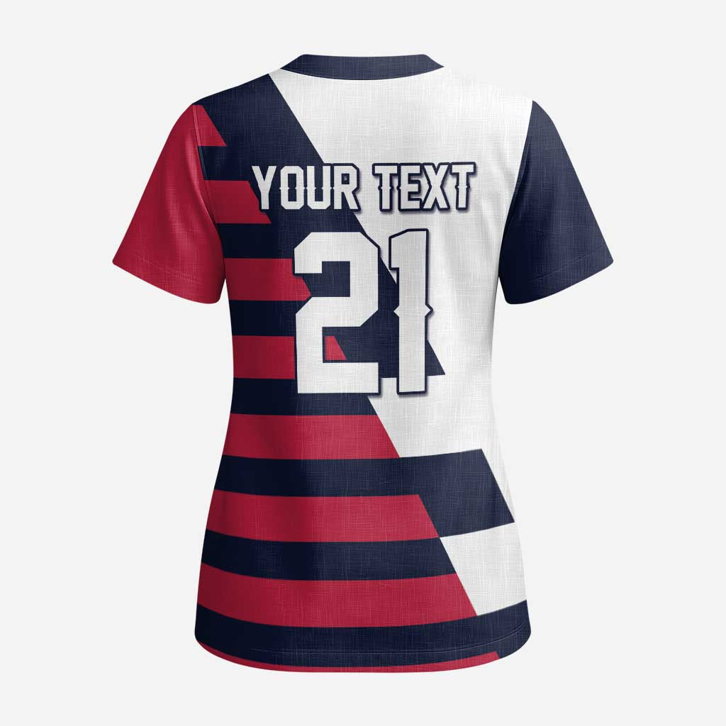 Custom World Soccer United States 2026 Scrub Top Simple Stars and Stripes - Wonder Print Shop