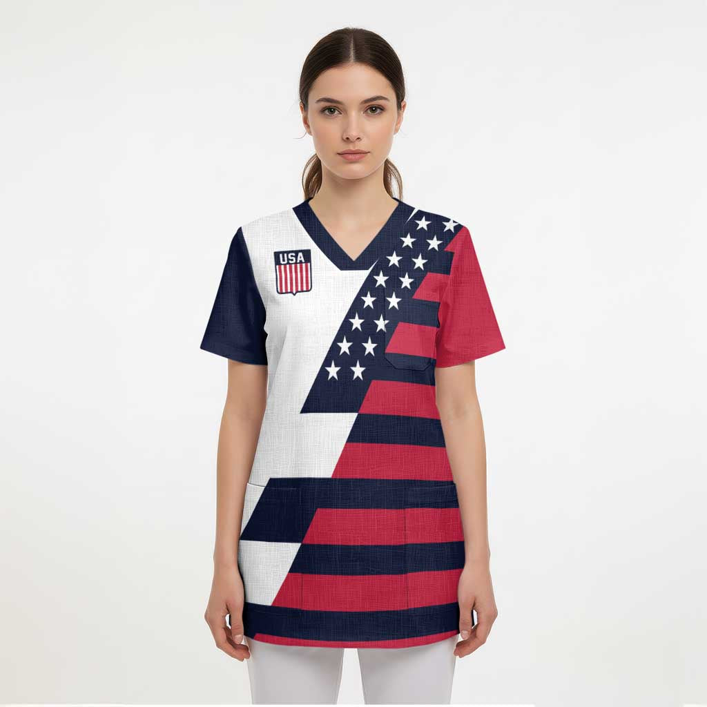 Custom World Soccer United States 2026 Scrub Top Simple Stars and Stripes - Wonder Print Shop