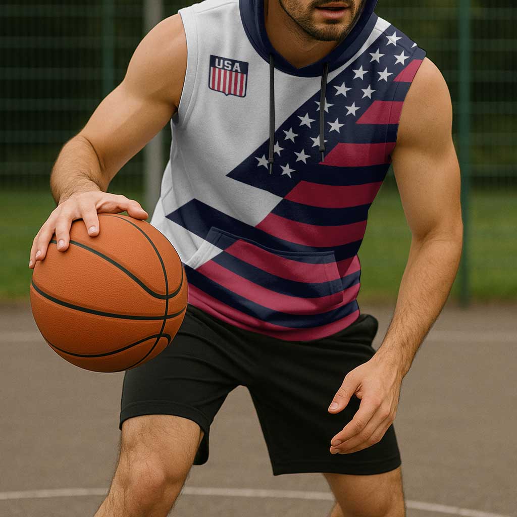 Custom World Soccer United States 2026 Sleeveless Hoodie Simple Stars and Stripes - Wonder Print Shop