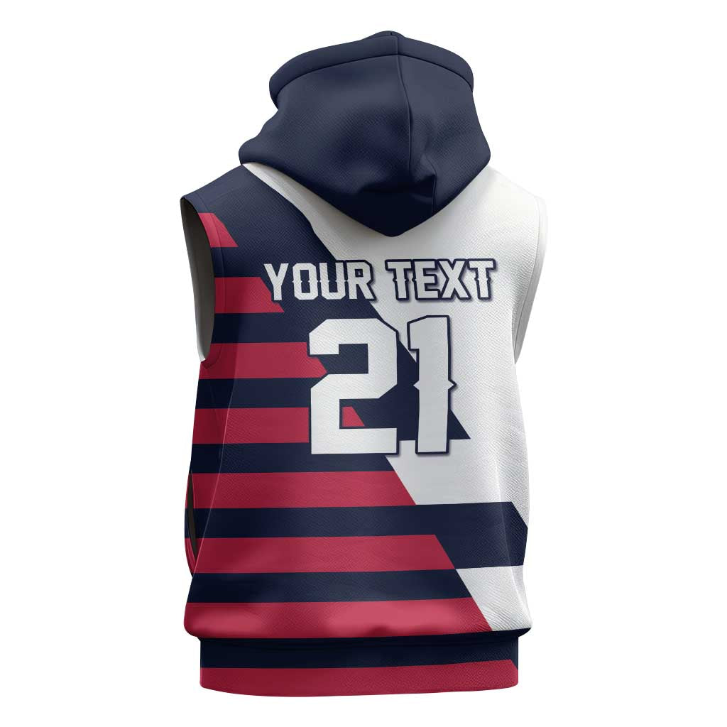 Custom World Soccer United States 2026 Sleeveless Zip Hoodie Simple Stars and Stripes - Wonder Print Shop