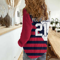 Custom World Soccer United States 2026 Women Casual Shirt Simple Stars and Stripes - Wonder Print Shop