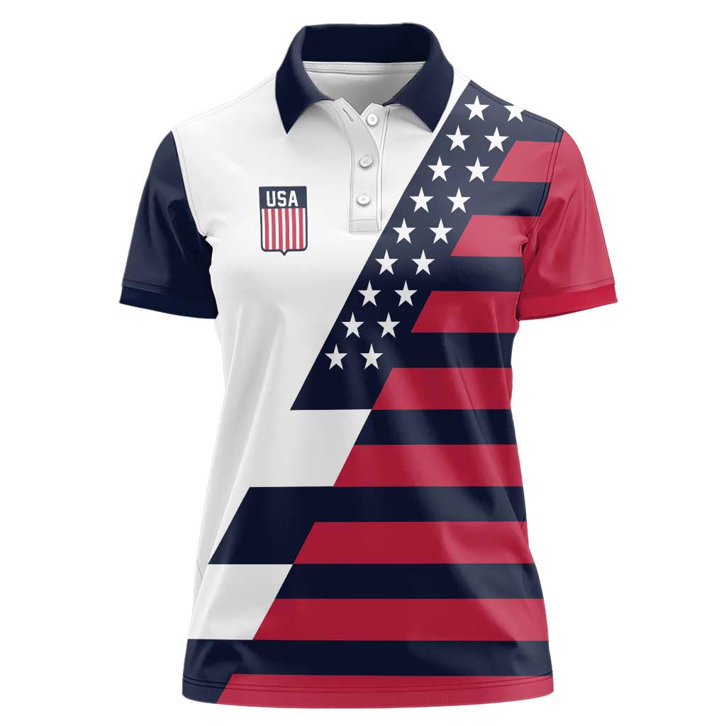 Custom World Soccer United States 2026 Women Polo Shirt Simple Stars and Stripes - Wonder Print Shop