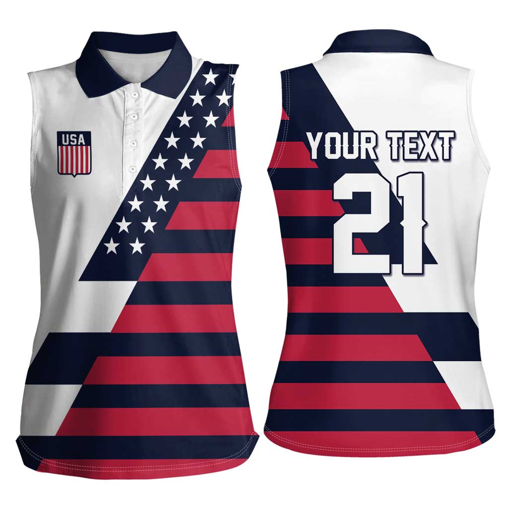 Custom World Soccer United States 2026 Women Sleeveless Polo Shirt Simple Stars and Stripes - Wonder Print Shop