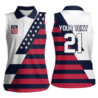 Custom World Soccer United States 2026 Women Sleeveless Polo Shirt Simple Stars and Stripes - Wonder Print Shop