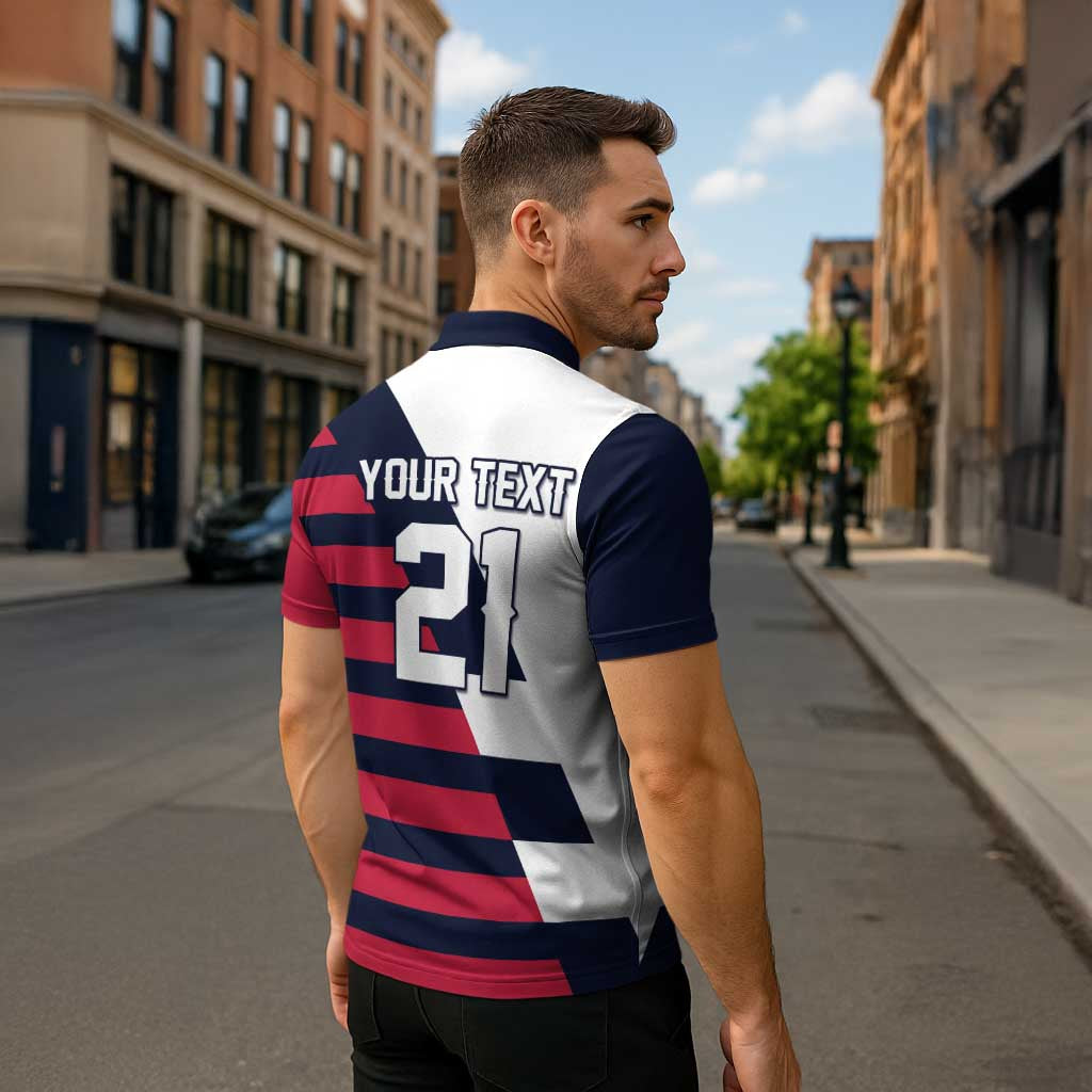 Custom World Soccer United States 2026 Zipper Polo Shirt Simple Stars and Stripes - Wonder Print Shop