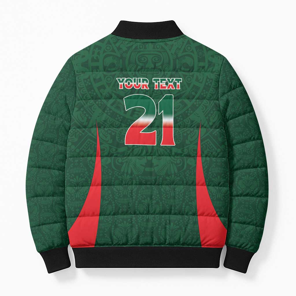 Custom Mexico Football Dream 2026 Bomber Puffer Jacket Aztec Take Me To America