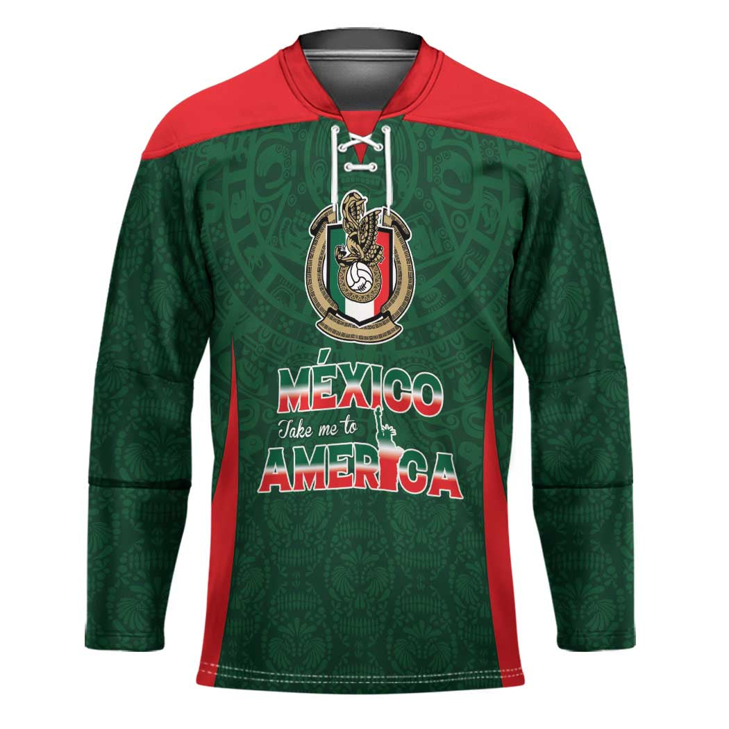 Custom Mexico Football Dream 2026 Hockey Jersey Aztec Take Me To America