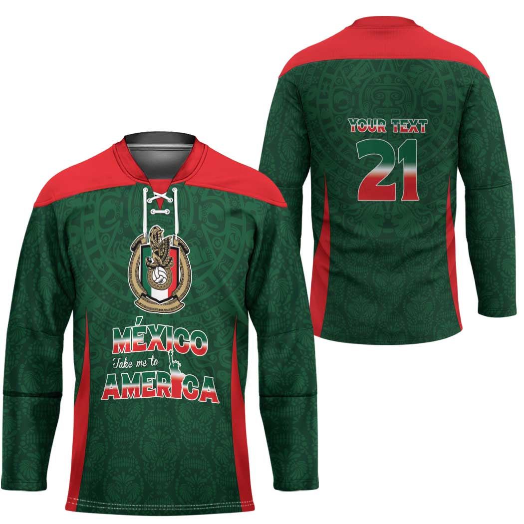 Custom Mexico Football Dream 2026 Hockey Jersey Aztec Take Me To America