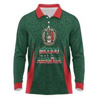 Custom Mexico Football Dream 2026 Long Sleeve Polo Shirt Aztec Take Me To America
